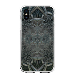 Чехол iPhone XS Max матовый Коллекция Фрактальная мозаика Серо-голубой 292-4