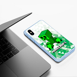 Чехол iPhone XS Max матовый Minecraft Creeper ползучий камикадзе, цвет: 3D-голубой — фото 2