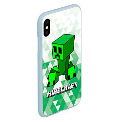 Чехол iPhone XS Max матовый Minecraft Creeper ползучий камикадзе, цвет: 3D-голубой — фото 2