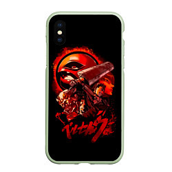 Чехол iPhone XS Max матовый Гатс, Каска, Рыцарь-Череп и Апостол-Яйцо Berserk