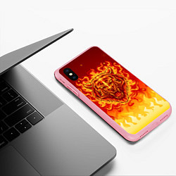 Чехол iPhone XS Max матовый Огненный тигр в пламени, цвет: 3D-баблгам — фото 2