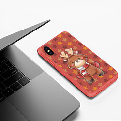 Чехол iPhone XS Max матовый Милый олень в звездах, цвет: 3D-красный — фото 2