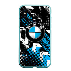 Чехол iPhone XS Max матовый Следы от шин BMW, цвет: 3D-мятный