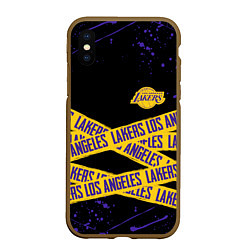 Чехол iPhone XS Max матовый LAKERS LOGO БРЫЗГИ КРАСОК