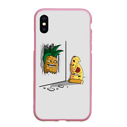 Чехол iPhone XS Max матовый HERES PINEAPPLE!, цвет: 3D-розовый