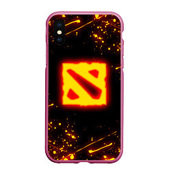 Чехол iPhone XS Max матовый DOTA 2 FIRE LOGO ДОТА 2 ОГНЕННЫЙ ЛОГО, цвет: 3D-малиновый