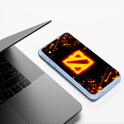 Чехол iPhone XS Max матовый DOTA 2 FIRE LOGO ДОТА 2 ОГНЕННЫЙ ЛОГО, цвет: 3D-голубой — фото 2