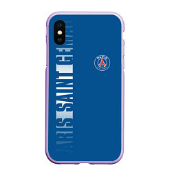 Чехол iPhone XS Max матовый PSG PARIS SAINT GERMAIN WHITE LINE SPORT, цвет: 3D-сиреневый