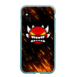 Чехол iPhone XS Max матовый Geometry Dash - Неоновые штрихи, цвет: 3D-мятный