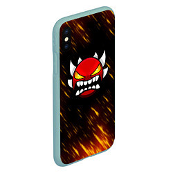 Чехол iPhone XS Max матовый Geometry Dash - Неоновые штрихи, цвет: 3D-мятный — фото 2