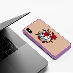Чехол iPhone XS Max матовый White Tiger Symbol, цвет: 3D-фиолетовый — фото 2