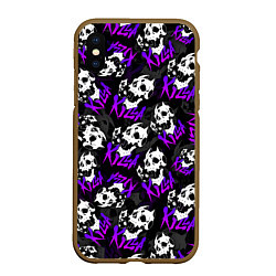 Чехол iPhone XS Max матовый JOJO KILLER QUEEN КОРОЛЕВА УБИЙЦА УЗОР, цвет: 3D-коричневый