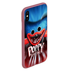 Чехол iPhone XS Max матовый ХАГИ ВАГИ, Я ТЕБЯ ПОЙМАЛ POPPY PLAYTIME ИГРА, цвет: 3D-малиновый — фото 2