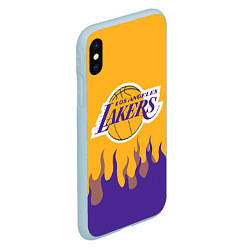 Чехол iPhone XS Max матовый LA LAKERS NBA FIRE ЛЕЙКЕРС ОГОНЬ, цвет: 3D-голубой — фото 2