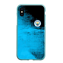 Чехол iPhone XS Max матовый Manchester City голубая форма
