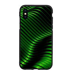 Чехол iPhone XS Max матовый Волны изумрудного металла