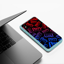 Чехол iPhone XS Max матовый POPPY PLAYTIME LOGO NEON, ХАГИ ВАГИ, цвет: 3D-мятный — фото 2