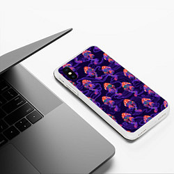 Чехол iPhone XS Max матовый Грибы психоделика, цвет: 3D-белый — фото 2