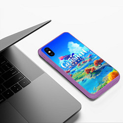 Чехол iPhone XS Max матовый МИР ГЕНШИН ИМПАКТ WORLD GENSHIN IMPACT, цвет: 3D-фиолетовый — фото 2