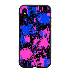 Чехол iPhone XS Max матовый НЕОНОВЫЕ БРЫЗГИ КРАСОК, ЯРКИЕ КРАСКИ, цвет: 3D-черный