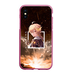 Чехол iPhone XS Max матовый Итэр Aether, Genshin Impact Геншин импакт, цвет: 3D-малиновый