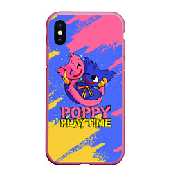 Чехол iPhone XS Max матовый Huggy Wuggy and Kissy Missy Poppy Playtime, цвет: 3D-малиновый