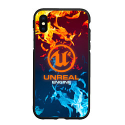 Чехол iPhone XS Max матовый Unreal Огонь, цвет: 3D-черный