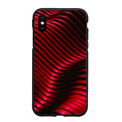 Чехол iPhone XS Max матовый Волны красного металла, цвет: 3D-черный