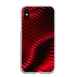 Чехол iPhone XS Max матовый Волны красного металла, цвет: 3D-белый