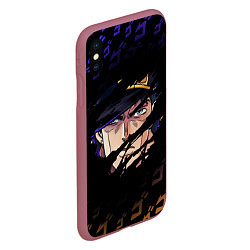 Чехол iPhone XS Max матовый JOJOS BIZARRE ADVENTURE ЛИЦО ГЕРОЯ, цвет: 3D-малиновый — фото 2