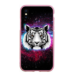 Чехол iPhone XS Max матовый ТИГР В НЕОНОВОМ КОСМОСЕ NEON TIGER GALAXY, цвет: 3D-розовый