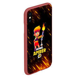 Чехол iPhone XS Max матовый Brawl Stars - Amber, цвет: 3D-красный — фото 2