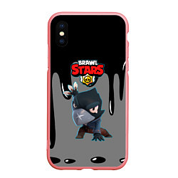 Чехол iPhone XS Max матовый BRAWL STARS MECHA CROW подтеки красок, цвет: 3D-баблгам