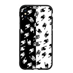 Чехол iPhone XS Max матовый FAIRY TAIL BLACK WHITE ХВОСТ ФЕИ СИМВОЛЫ ЧЁРНО БЕЛ, цвет: 3D-черный
