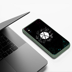 Чехол iPhone XS Max матовый EXO BAND НЕОНОВЫЕ БРЫЗГИ КРАСОК, цвет: 3D-темно-зеленый — фото 2