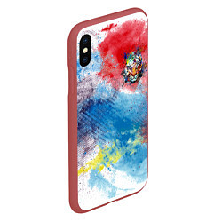 Чехол iPhone XS Max матовый Красочный лев на цветном облаке, цвет: 3D-красный — фото 2