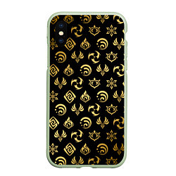 Чехол iPhone XS Max матовый GOLDEN GENSHIN IMPACT PATTERN ЗОЛОТО ГЕНШИН ИМПАКТ, цвет: 3D-салатовый