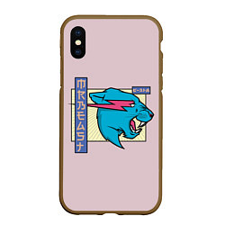 Чехол iPhone XS Max матовый Mr Beast Japan Full Print, цвет: 3D-коричневый