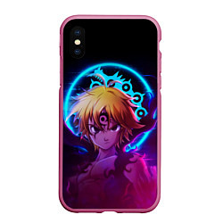 Чехол iPhone XS Max матовый MELIODAS 7 DAEDLY SINS МЕЛИОДАС, цвет: 3D-малиновый