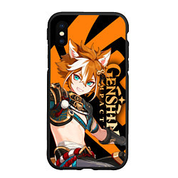 Чехол iPhone XS Max матовый Genshin Impact Gorou, цвет: 3D-черный