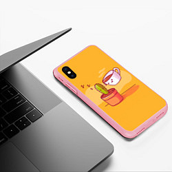 Чехол iPhone XS Max матовый Кактус и кружка с кофе, цвет: 3D-баблгам — фото 2