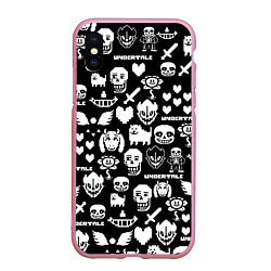 Чехол iPhone XS Max матовый UNDERTALE PATTERN БЕЛЫЙ