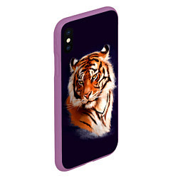 Чехол iPhone XS Max матовый Грозный Тигр Символ 2022 Года Tiger Beast, цвет: 3D-фиолетовый — фото 2