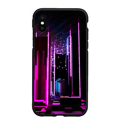 Чехол iPhone XS Max матовый Ночной город в киберпанке, цвет: 3D-черный