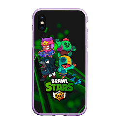 Чехол iPhone XS Max матовый BRAWL STARS КОМПАНИЯ ИГРА, цвет: 3D-сиреневый