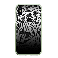 Чехол iPhone XS Max матовый GRAFFITI WHITE TAGS ГРАФФИТИ, цвет: 3D-салатовый