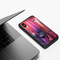 Чехол iPhone XS Max матовый Ярко розовый, цвет: 3D-черный — фото 2