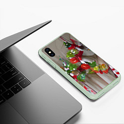 Чехол iPhone XS Max матовый Зимние ягоды, цвет: 3D-салатовый — фото 2