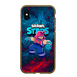 Чехол iPhone XS Max матовый ГРОМ BRAWL STARS GROM, цвет: 3D-коричневый