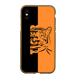 Чехол iPhone XS Max матовый Тигр - Tiger, цвет: 3D-коричневый